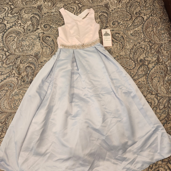 Rare Editions White and Light Blue Formal Dress - Picture 1 of 3